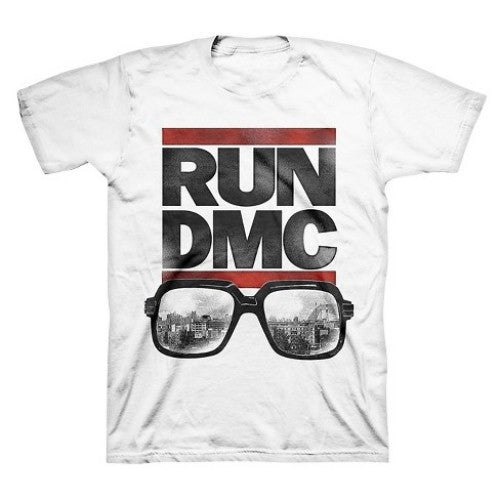 RUN DMC Glasses Cityscape Officially Licensed White T-Shirt