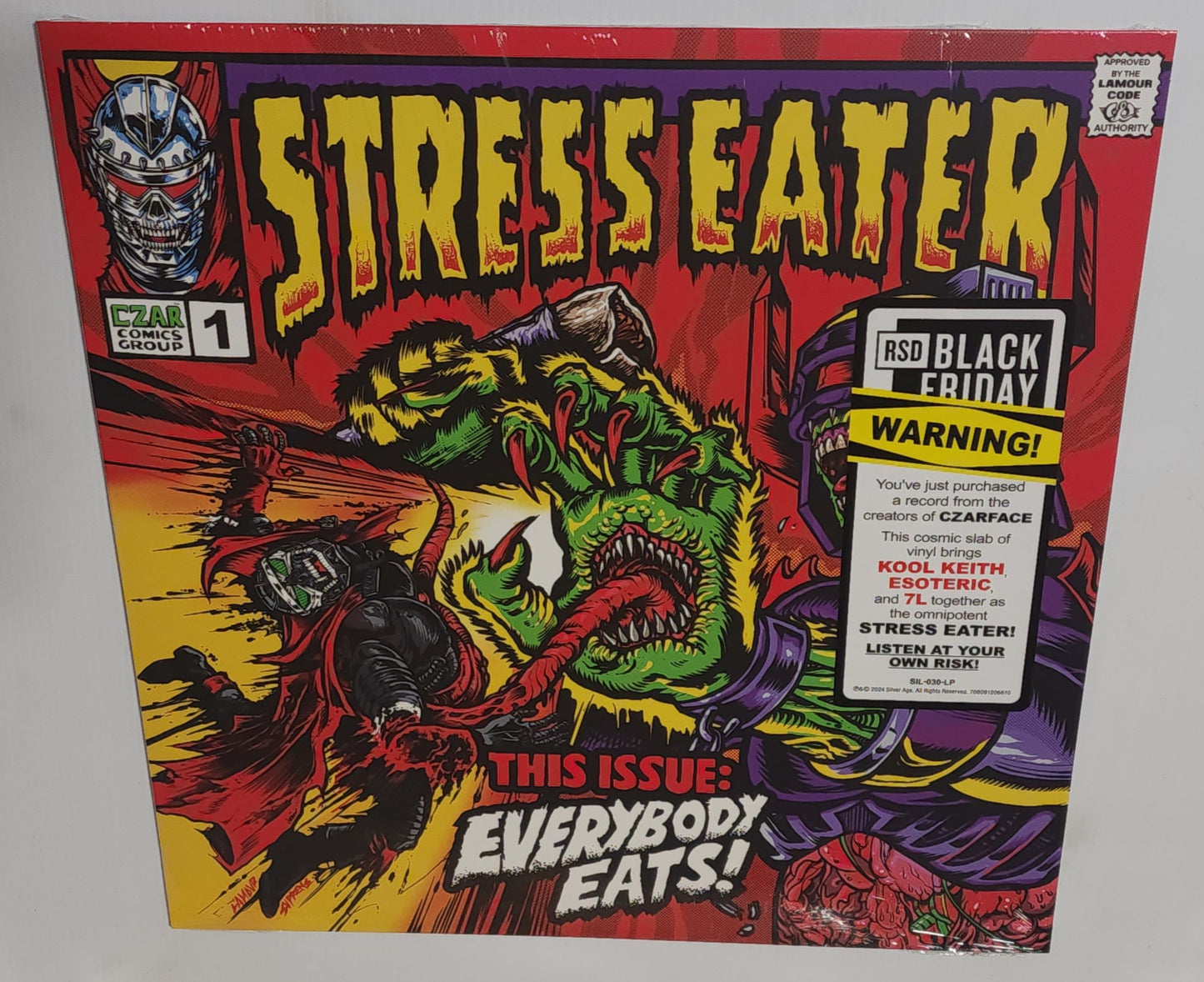 Stress Eater - Everybody Eats! (Czarface & Dr Octagon) (2024 BF RSD) (Limited Edition Clear Red Wave Colour Vinyl LP)