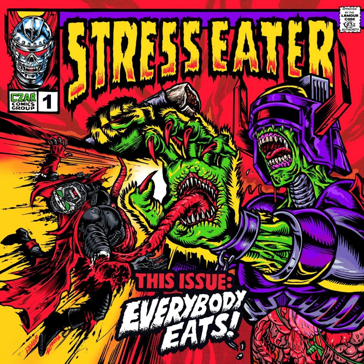 Stress Eater - Everybody Eats! (Czarface & Dr Octagon) (2024 BF RSD) (Limited Edition Clear Red Wave Colour Vinyl LP)